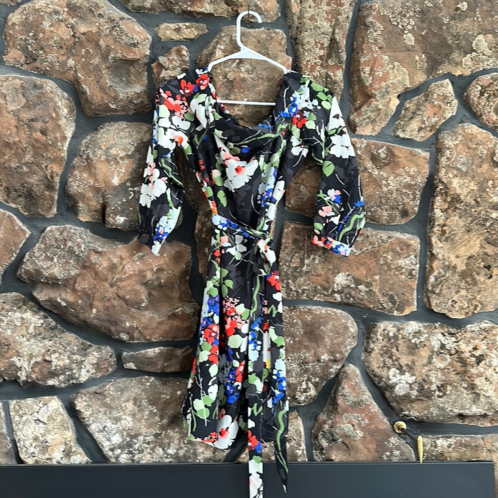 Off the shoulder floral mini dress with tie